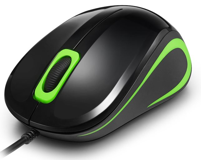 Levně Crono CM643G - optická myš, USB, černá + zelená