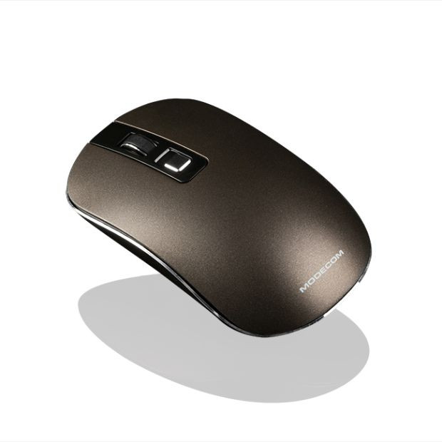 Levně Modecom MC-WM101 bezdrátová optická myš, 3 tlačítka, 1600 DPI, USB nano 2,4 GHz, nízký profil, hnědá