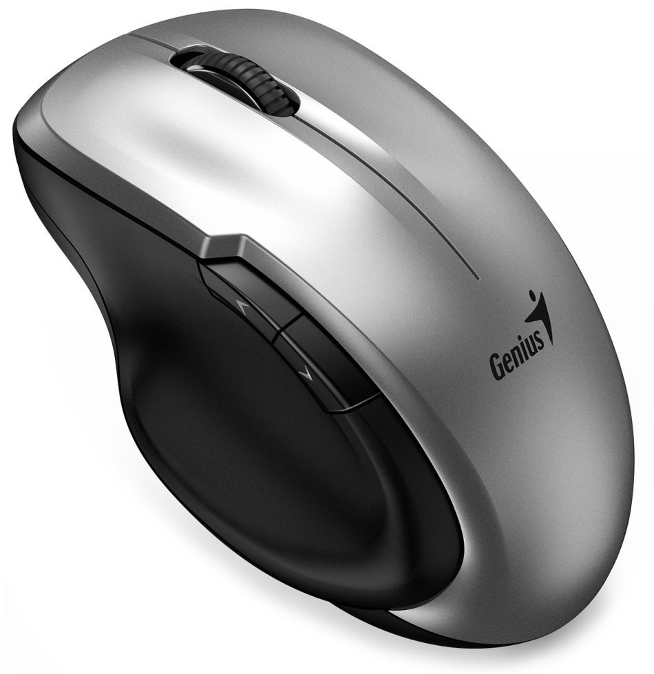 Genius Ergo 8200S Myš, bezdrátová, optická, 1200DPI, 5 tlačítek, tichá, BlueEye senzor, USB-C, stříbrná