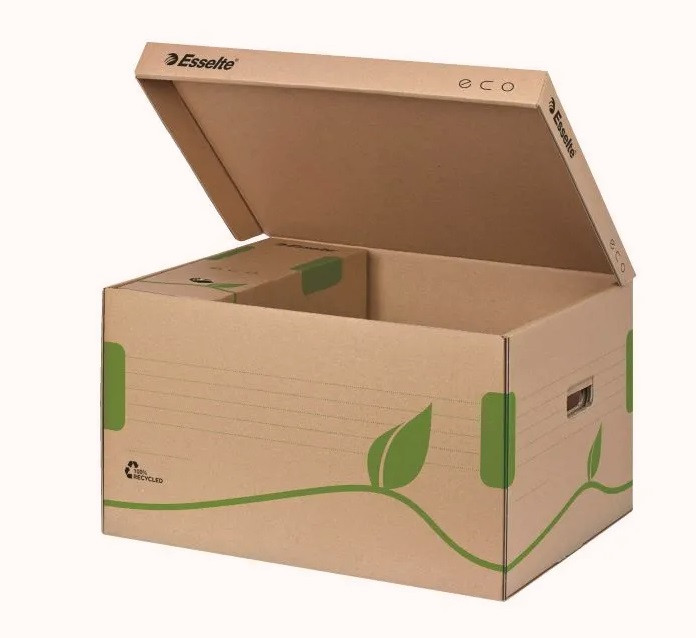 LEITZ Esselte ECO archivační kontejner s víkem, na krabice 80/100 mm, hnědá