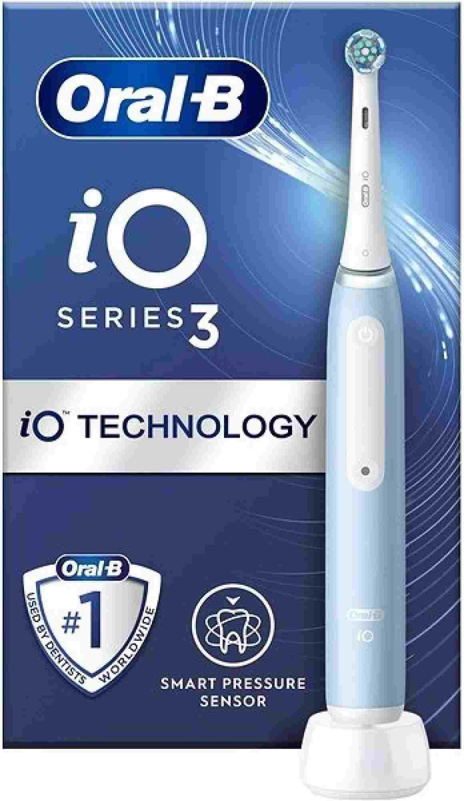 Oral-B iO3 Ice Blue elektrický zubní kartáček, magnetický, 3 režimy, časovač, tlakový senzor, modrý