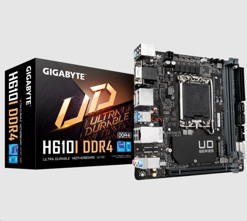 Levně GIGABYTE MB Sc LGA1700 H610I DDR4, Intel H610, 2xDDR4, 2xDP, 1xHDMI, 1xVGA, mini-ITX
