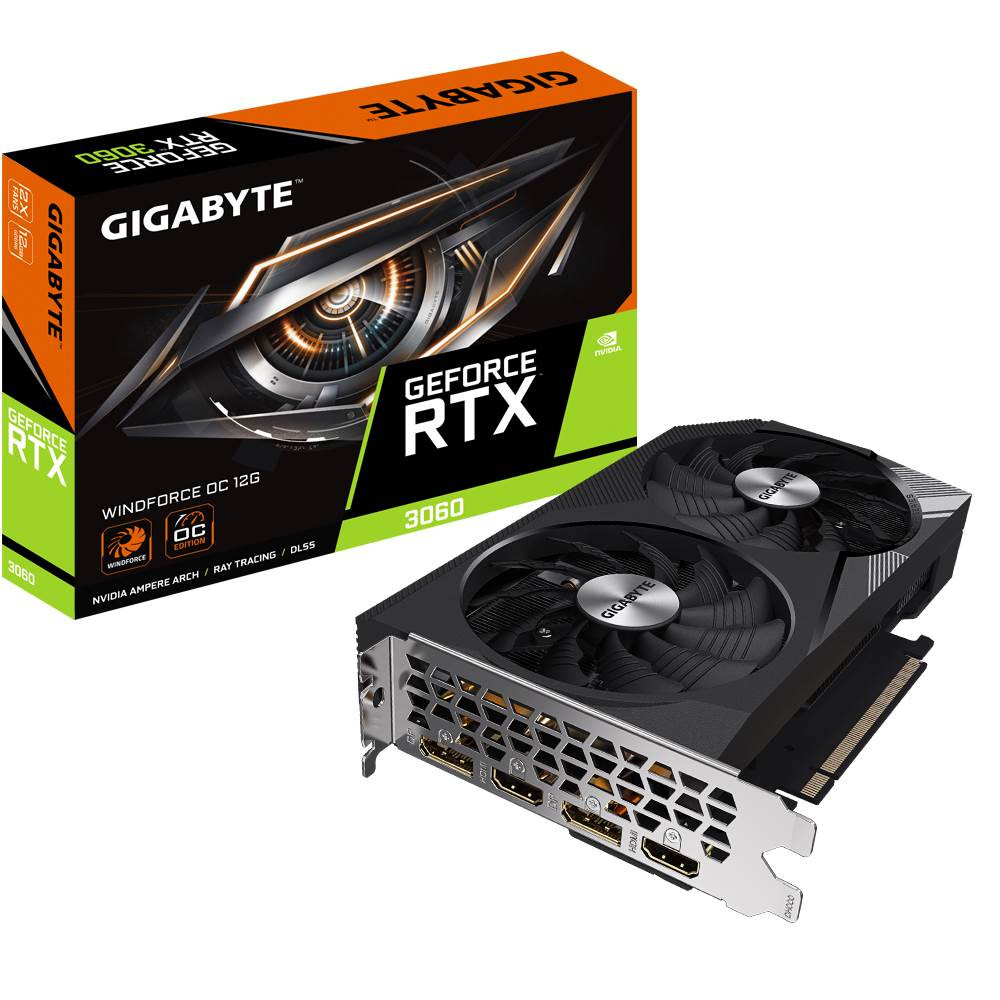Levně GIGABYTE VGA NVIDIA GeForce RTX 3060 WINDFORCE LHR OC 12G, 12G GDDR6, 2xDP, 2xHDMI