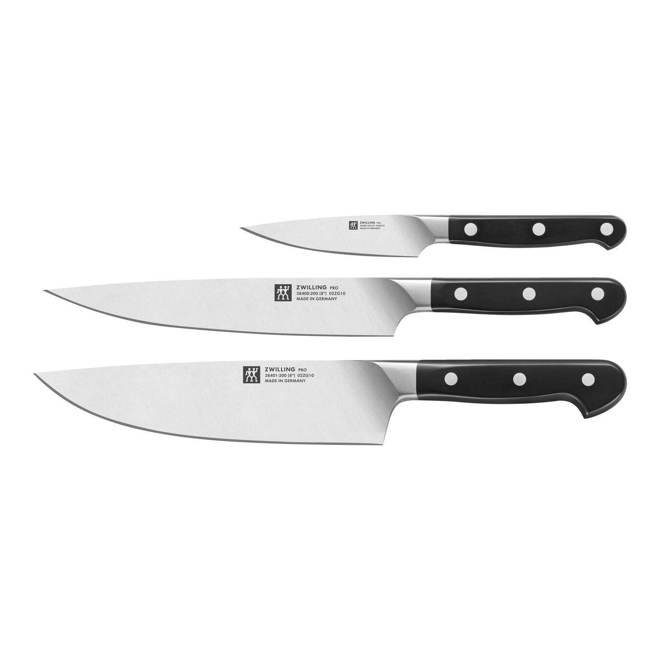 Levně ZWILLING sada nožů, 3 kusy, nerezová ocel, kuchařský 20 cm, plátkovací 20 cm, špikovací 10 cm - Pro