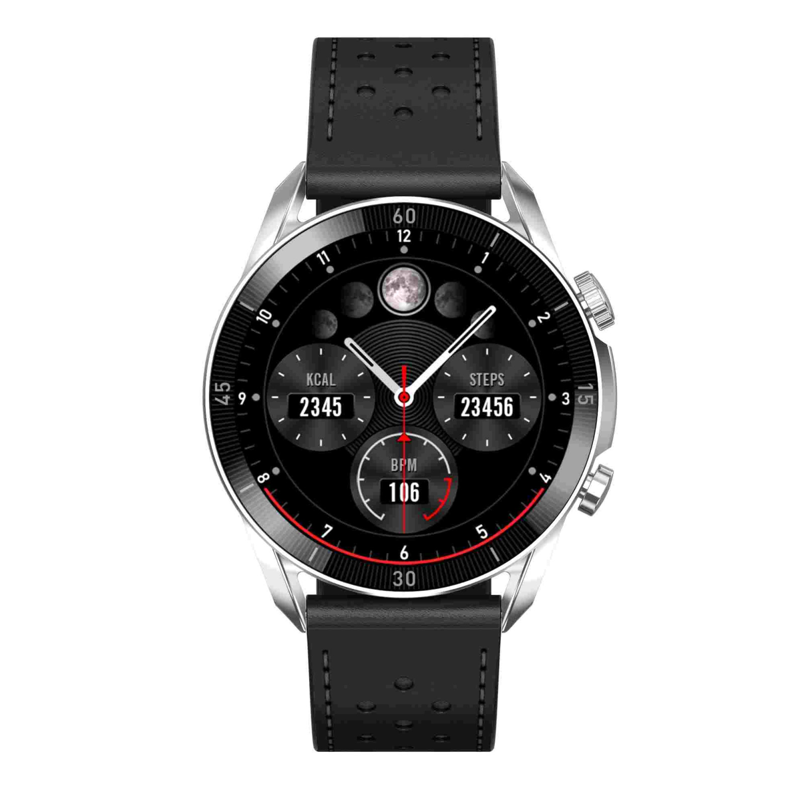 Levně Garett Smartwatch V10 Silver-black leather