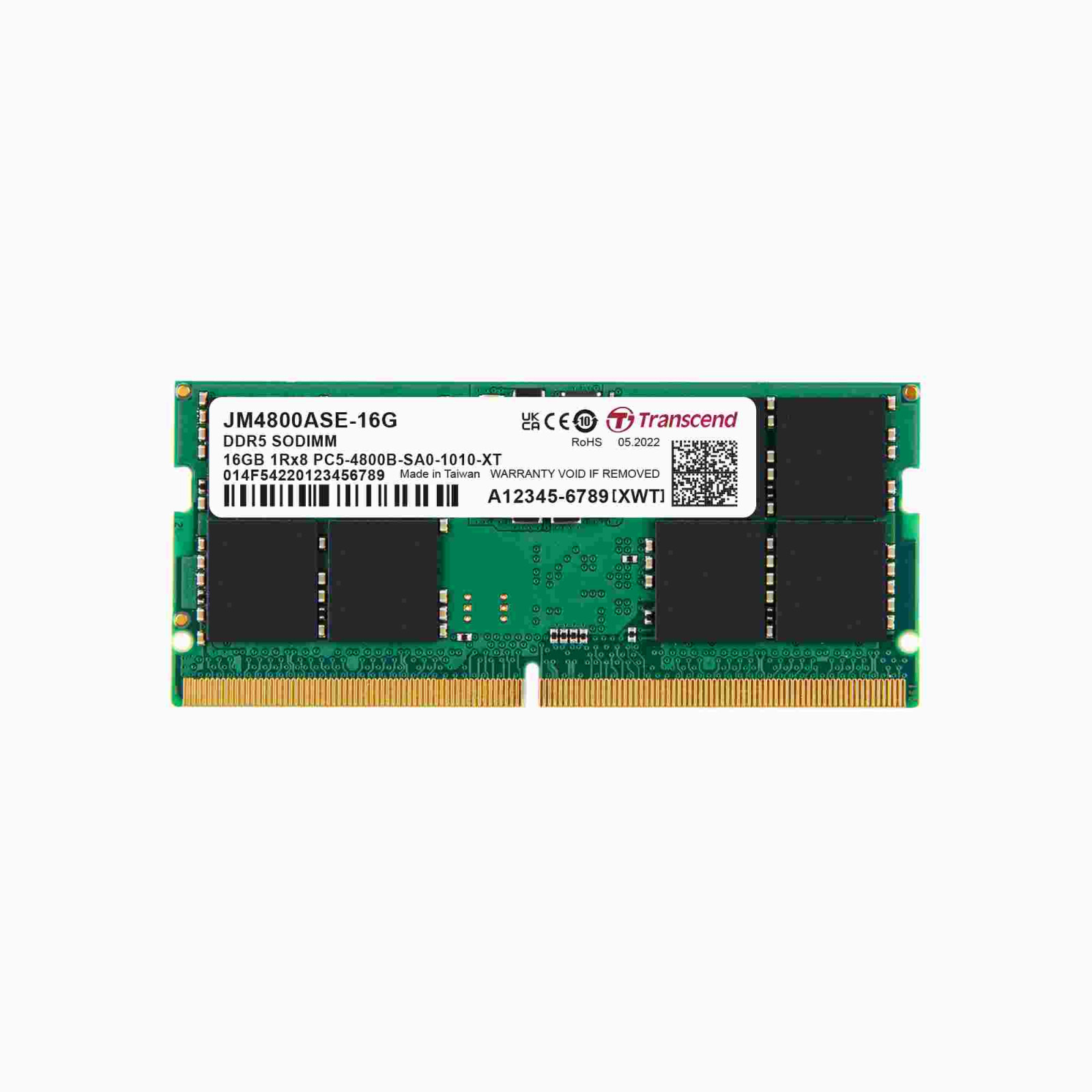 Levně TRANSCEND SODIMM DDR5 16GB 4800MHz JM 1Rx8 2Gx8 CL40 1.1V
