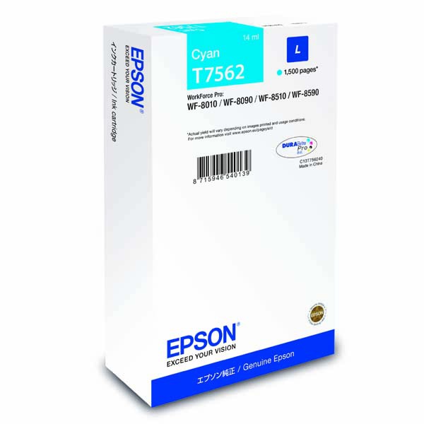 Levně EPSON T7562 (C13T756240) - originální cartridge, azurová, 1500 stran