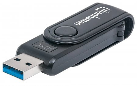 Levně MANHATTAN Čtečka paměťových karet Mini, 24 v 1, USB 3.0, černá, externí