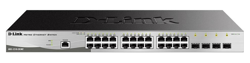 Levně D-Link DGS-1210-28/ME 28-Port Gigabit Metro Ethernet Smart Switch, 24x GbE, 4x SFP, fanless