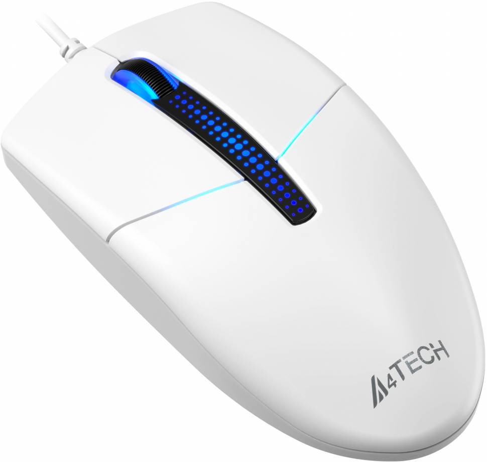 Levně A4tech N-530S, podsvícená kancelářská myš, 1200 DPI, USB, bílá