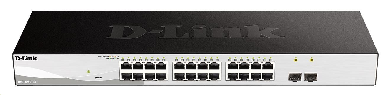 Levně D-Link DGS-1210-26 26-port Gigabit Smart+ Switch, 24x GbE, 2x SFP, fanless