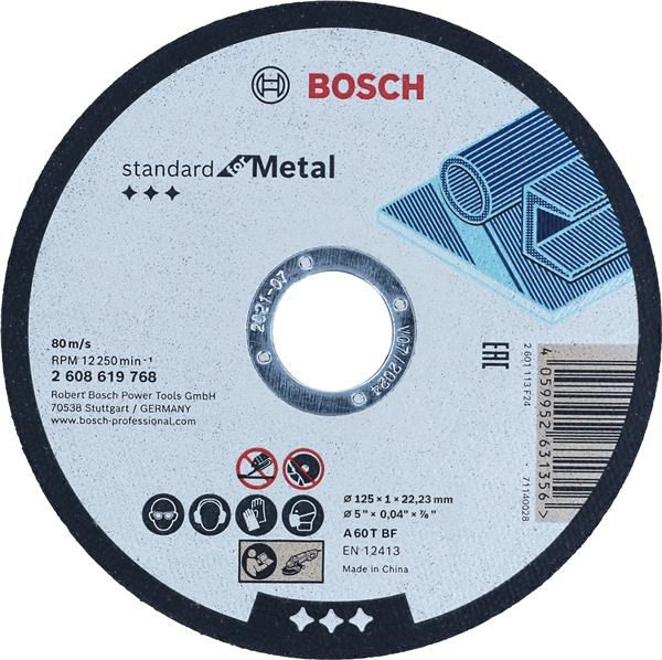 Levně BOSCH rovný řezací kotouč Standard for Metal, A 60 T BF, 125 mm, 22, 23 mm, 1 mm