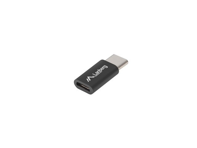 LANBERG adaptér USB-C (M) 2.0 na USB MICRO (F), černý
