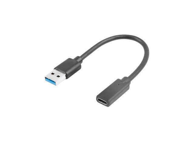 Levně LANBERG kabel USB-C (F) 3.1 na USB-A (M) 15cm, černý
