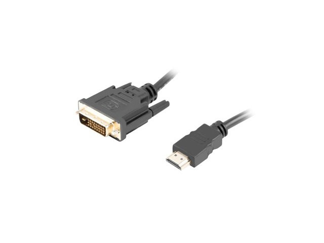 Levně LANBERG připojovací kabel HDMI/A na DVI-D (24+1), M/M, 4K@30Hz, délka 3m, černý, dual link, zlacené konektory