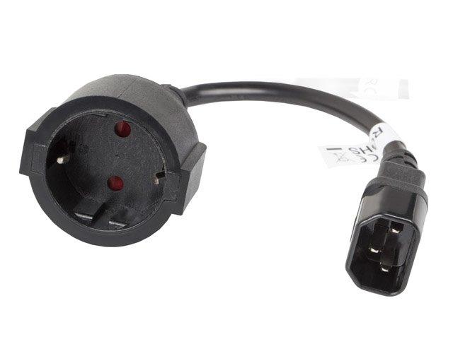 Levně LANBERG IEC 320 C14 na SCHUKO(F) adaptér kabel pro UPS 20CM černý