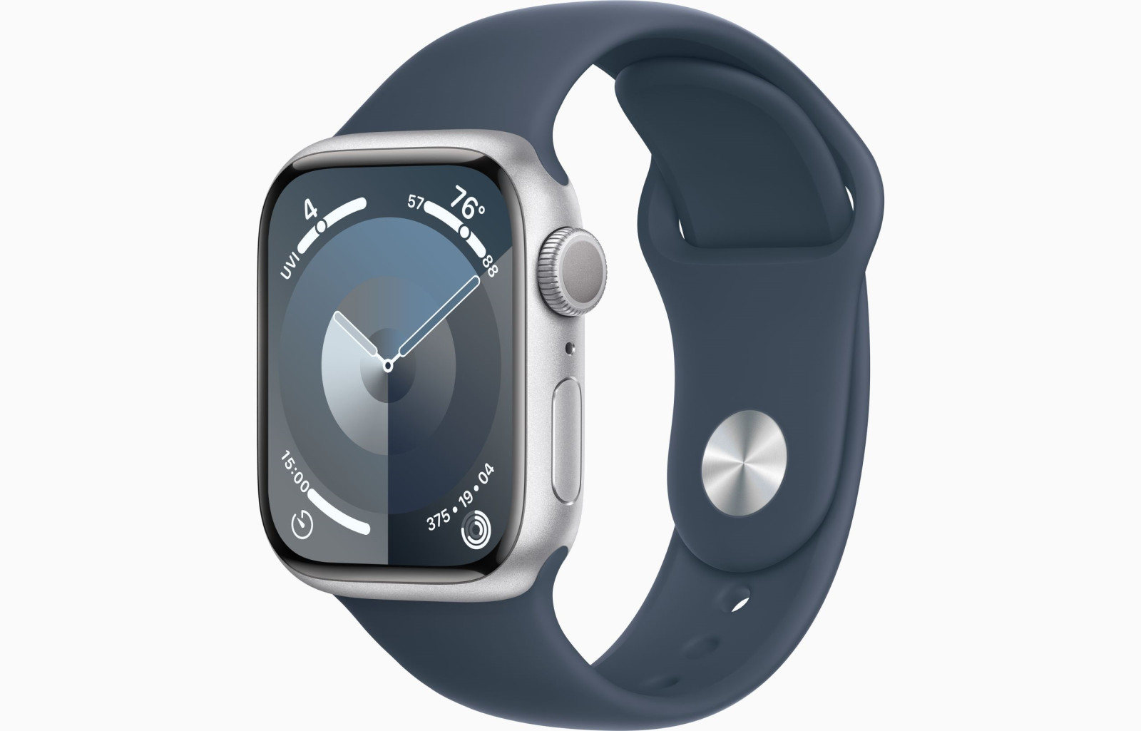 Levně Apple Watch S9/41mm/Silver/Sport Band/Storm Blue/-S/M