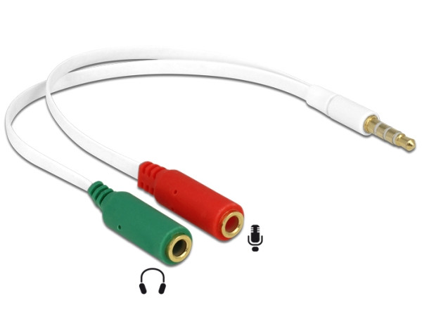 Levně Delock adaptér sluchátek 1 x 3.5 mm 4 pin Stereo jack samec > 2 x 3.5 mm 3 pin Stereo jack samice (iPhone)