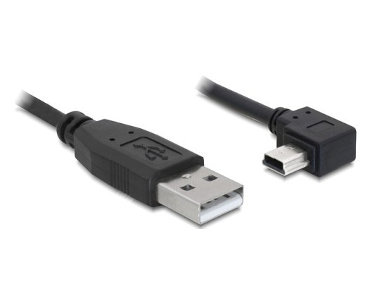Levně Delock kabel USB 2.0 A-samec > USB mini-B 5-pin samec pravoúhlý, 1 metru