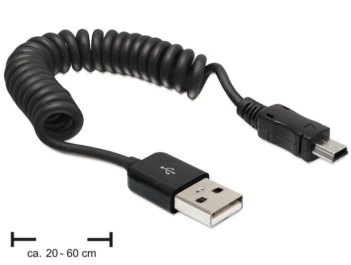 Levně Delock kabel USB 2.0 A samec > USB mini samec, kroucený kabel