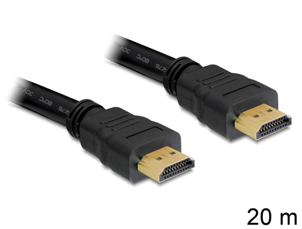 Levně Delock Kabel High Speed HDMI with Ethernet – HDMI A samec > HDMI A samec 20 m