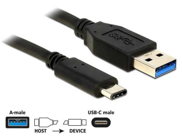 Levně Delock Kabel SuperSpeed USB 10 Gbps (USB 3.1, Gen 2) Typ A samec > USB Type-C™ samec 1 m černý