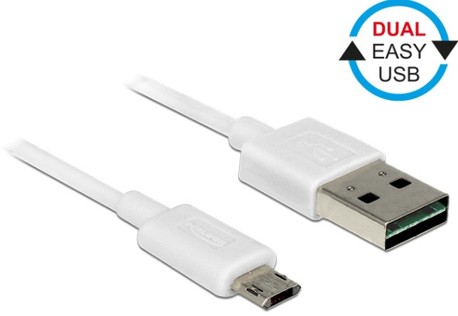 Levně Delock kabel EASY-USB 2.0 Type-A samec > EASY-USB 2.0 Type Micro-B samec bílý 2 m