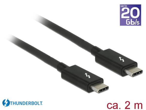 Levně Delock Thunderbolt™ 3 (20 Gb/s) USB-C™ kabel samec > samec pasivní 2,0 m 3 A černý