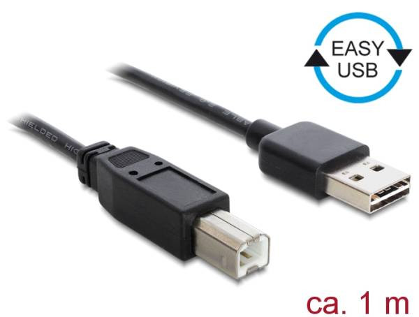 Levně Delock Kabel EASY-USB 2.0 Typ-A samec > USB 2.0 Typ-B samec 1 m černý