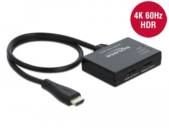 Levně Delock HDMI Splitter 1 x HDMI in > 2 x HDMI out 4K 60 Hz
