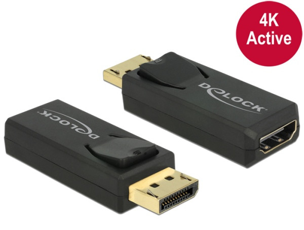 Levně Delock adaptér Displayport 1.2 samec > HDMI samice 4K aktivní černý