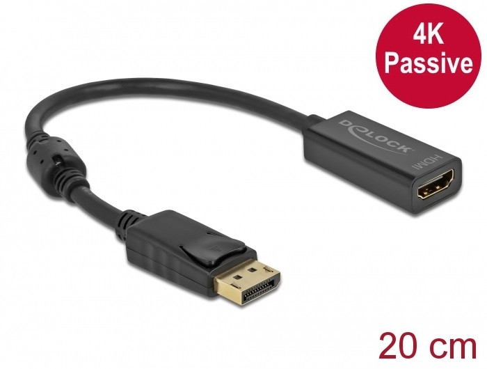 Delock Adaptér DisplayPort 1.2 samec na HDMI samice 4K pasivní černý
