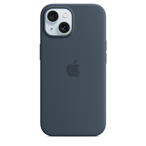 iPhone 15+ Silicone Case with MS - Storm Blue