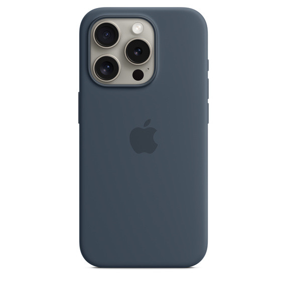 Levně iPhone 15 Pro Silicone Case with MS - Storm Blue