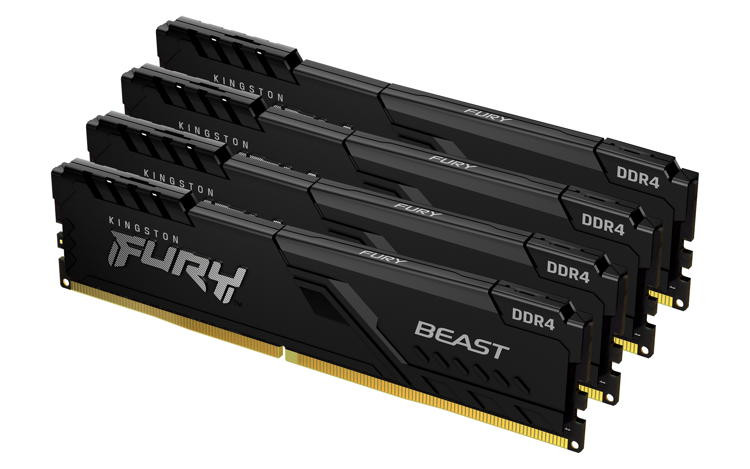 Levně KINGSTON 32GB 3200MT/s DDR4 CL16 DIMM (Kit of 4) FURY Beast Black