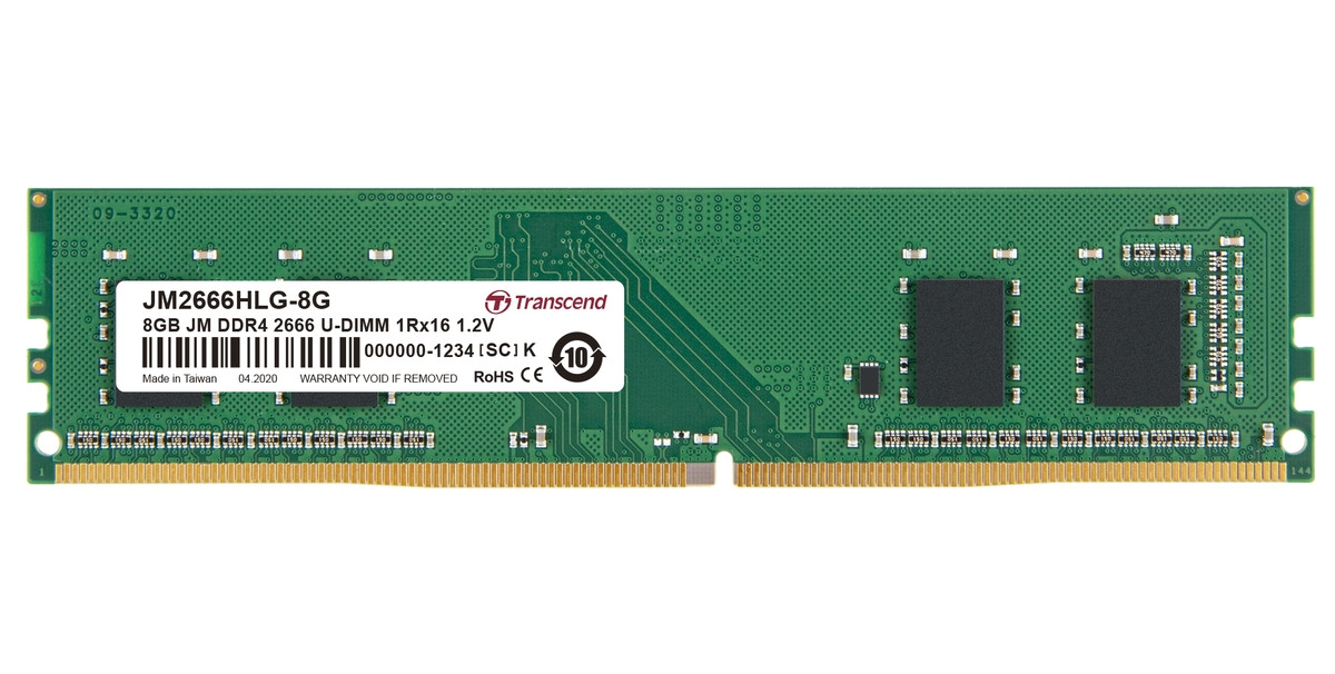 Levně Transcend paměť 8GB DDR4 2666 U-DIMM (JetRam) 1Rx16 CL19