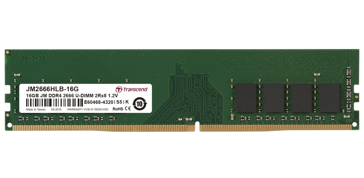 Levně Transcend paměť 16GB DDR4 2666 U-DIMM (JetRam) 1Rx8 CL19