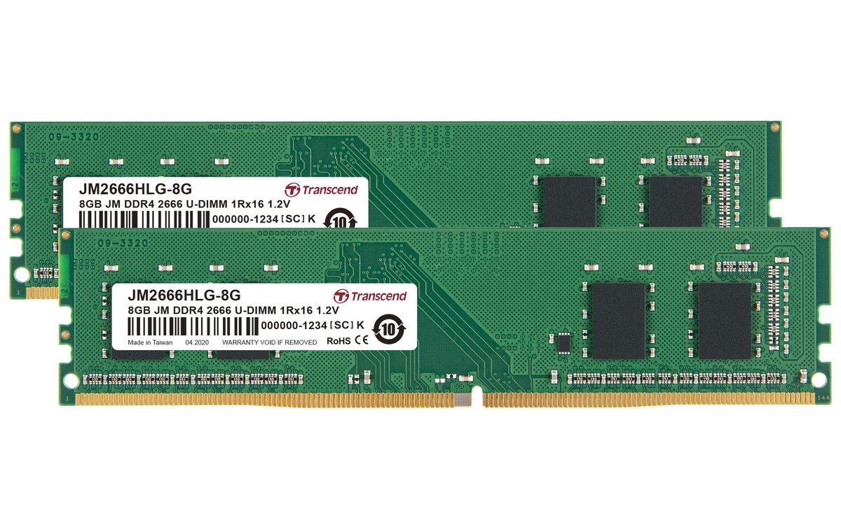 Levně Transcend paměť 16GB DDR4 2666 U-DIMM (JetRam) KIT (2x8GB) 1Rx16 CL19