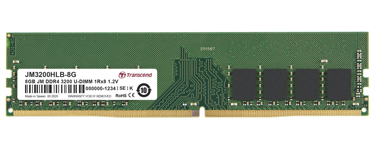 Levně Transcend paměť 8GB DDR4 3200 U-DIMM (JetRam) 1Rx8 CL22