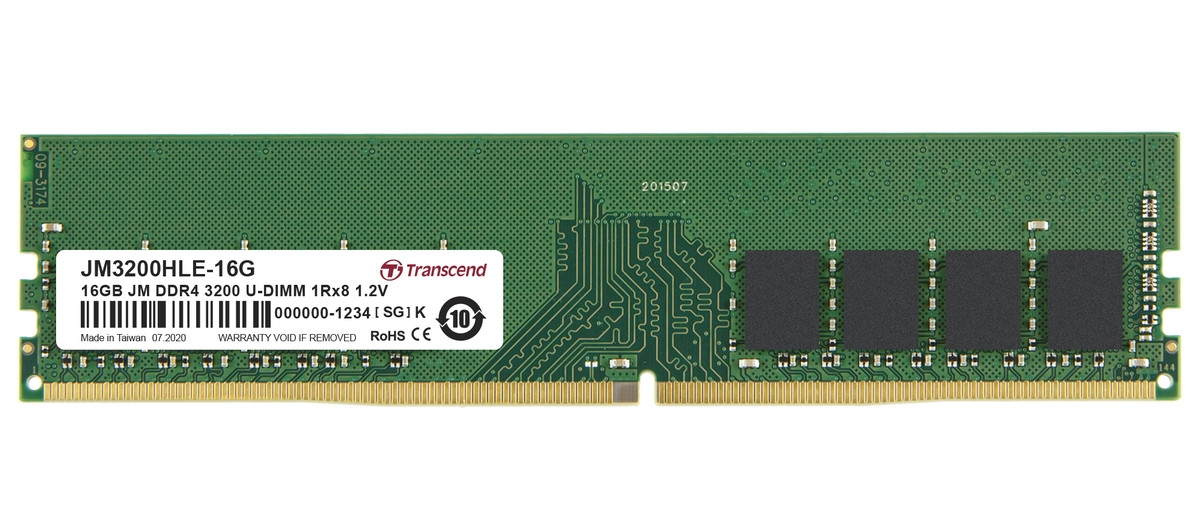 Levně Transcend paměť 16GB DDR4 3200 U-DIMM (JetRam) 1Rx8 CL22