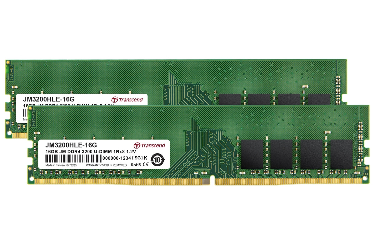 Levně Transcend paměť 32GB DDR4 3200 U-DIMM (JetRam) KIT (2x16GB) 1Rx8 CL22