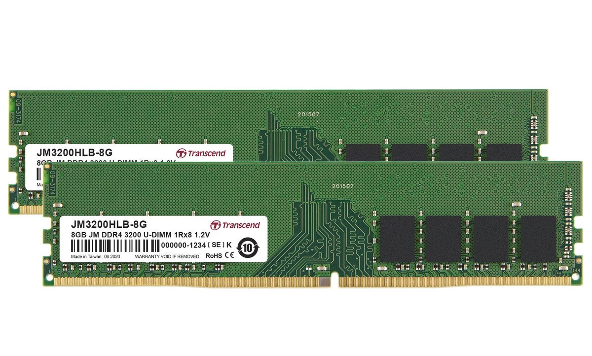 Levně Transcend paměť 16GB DDR4 3200 U-DIMM (JetRam) KIT (2x8GB) 1Rx8 CL22