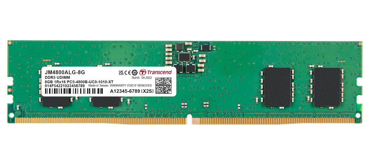 Levně Transcend paměť 8GB DDR5 4800 U-DIMM (JetRam) 1Rx16 1Gx16 CL40 1.1V
