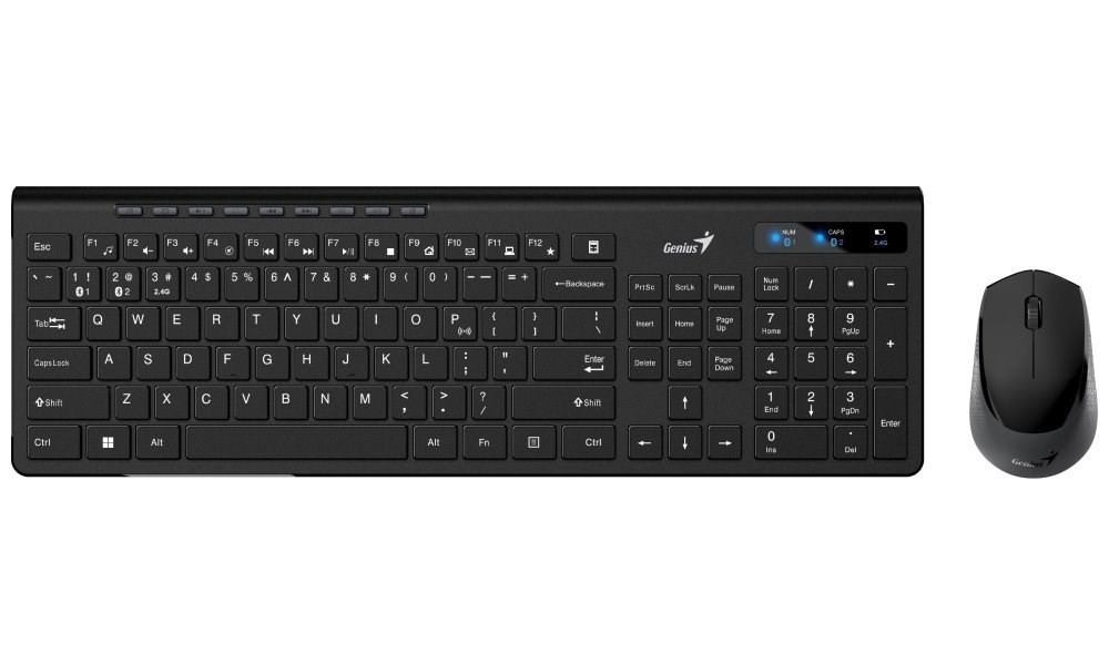 Levně GENIUS set klávesnice+myš SlimStar 8230, Bezdrátový set Bluetooth + 2, 4GHz, USB, CZ+SK layout, černá