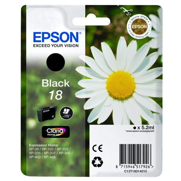 Levně EPSON T1801 (C13T18014022) - originální cartridge, černá, 5,2ml