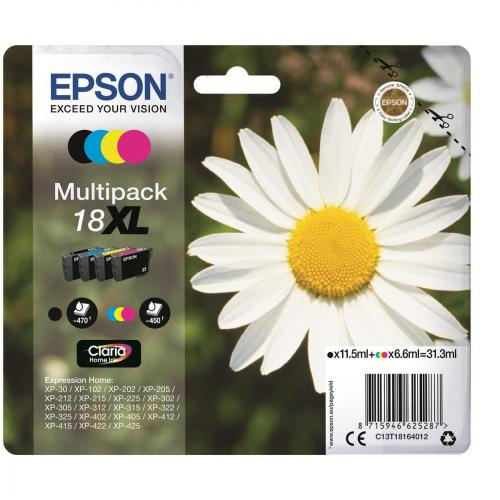 Levně EPSON T1816 (C13T18164022) - originální cartridge, černá + barevná, 1x11,5ml/3x6,6ml