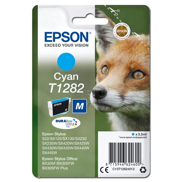 Levně EPSON T1282 (C13T12824012) - originální cartridge, azurová, 3,5ml