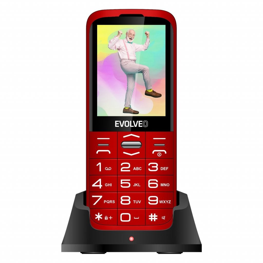 Levně EVOLVEO EasyPhone XO, mobilní telefon pro seniory s nabíjecím stojánkem, červená