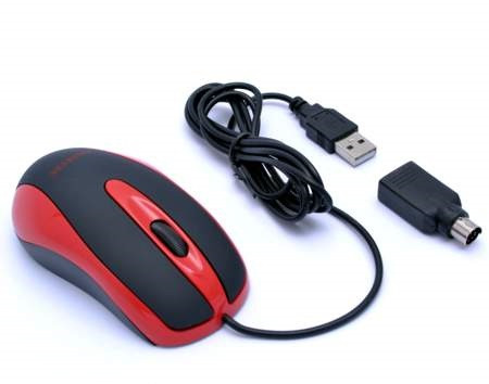 Levně AMEI AM-M801/Kancelářská/Optická/Drátová USB/Černá-červená