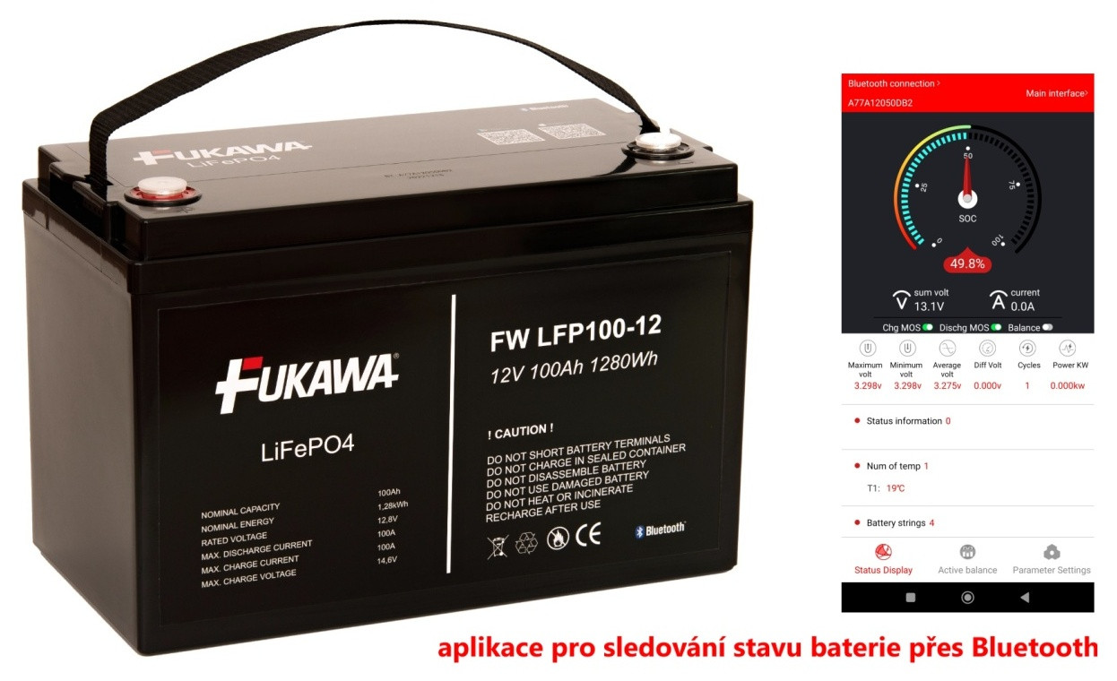 Levně FUKAWA LFP100-12 LiFePo4 (12,8V 100Ah Bluetooth)
